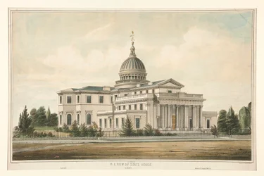 N.O. Ansicht des State House, erbaut 1794 - Trenton, N.J. Verändert & vergrößert 1845-6