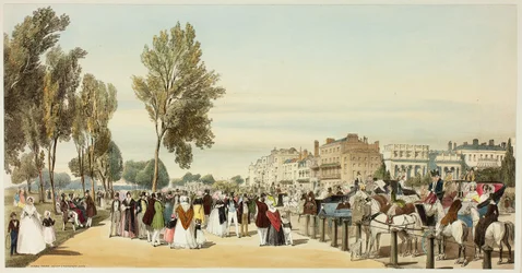 Hyde Park in der Nähe des Crosvenor Gate, Tafel sechzehn aus Originalansichten von London wie es ist