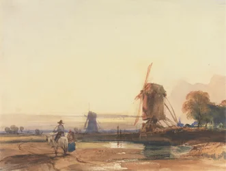 Landschaft mit Windmühlen