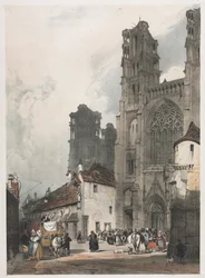 Malerische Architektur in Paris, Gent, Antwerpen, Rouen: Laon, Frankreich, 1839