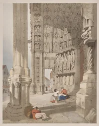 Malerische Architektur in Paris, Gent, Antwerpen, Rouen: Südportal der Kathedrale von Chartres, Chartres, Frankreich