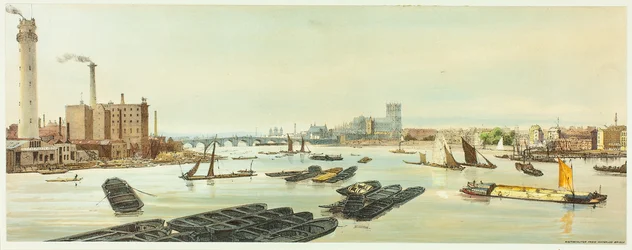 Westminster, von der Waterloo Bridge, Platte neunzehn aus Original Views of London as It Is