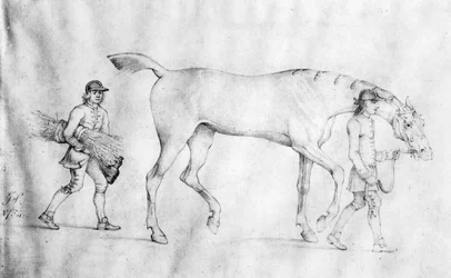 Pferd und Stallburschen, 1754