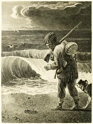 Robinson Crusoe entdeckt den Abdruck eines menschlichen Fußes aus 