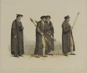 Vizekanzler, Esquire Beadle, Yeoman Beadle, Verger, graviert von J. Agar, veröffentlicht in R. Ackermanns 