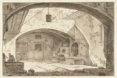 Italienischer Innenhof mit einer Bäckerei