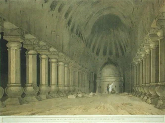 Innenraum eines ausgegrabenen Hindu-Tempels auf der Insel Salsette, Tafel 63 aus 