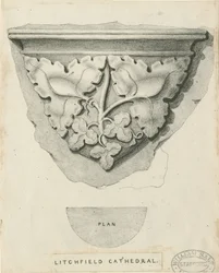 Innenraum der Lichfield Kathedrale - Geschnitztes Laubwerk