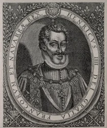 Porträt von HENRI IV. von Frankreich und Navarra (1553-1610), Gravur von Tomas de Leu (16. Jahrhundert)