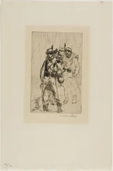 Drei Soldaten beim Gehen