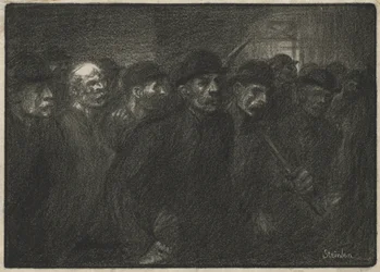 Arbeiter verlassen die Fabrik