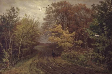 Weg im Borrevejle Wald. Oktobertag