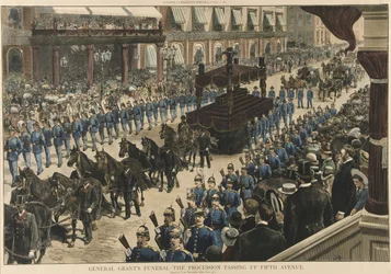 General Grants Beerdigung - Die Prozession zieht die Fifth Avenue hinauf, aus Harpers Weekly