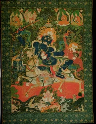 Thangka-Malerei, die Shridevi darstellt, aus dem Tashilhumpo-Kloster, 17.-18. Jahrhundert