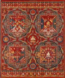 Sakya-Orden. Vier Mandalas der Vajravali-Serie Thangka