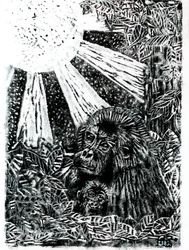 Gorillafamilie im Dschungel