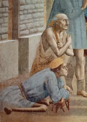 St. Peter heilt mit seinem Schatten (Detail des Krüppels), ca. 1427 Fresko