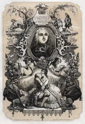 Frontispiz von „Histoire de Manon Lescaut et du Chevalier Des Grieux“ von Abbe Prevost (Antoine Francois Prevost) (1697-1763) - Ausgabe von 1839, illustriert von Tony Johannot (1803-1852)