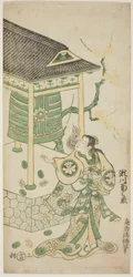 Der Schauspieler Segawa Kikunojo I als Katakai im Stück "Mugen no Kane Omoi no Akatsuki," aufgeführt im Nakamura-Theater im dritten Monat, 1746