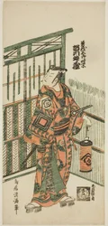 Der Schauspieler Ichikawa Masuzo I als Soga no Goro im Stück "Tokitsukaze Irifune Soga," aufgeführt im Nakamura-Theater im ersten Monat, 1758