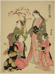 Eine edle junge Dame, aus der Serie "Ein Spiegel der weiblichen Sitten (Onna fuzoku masu kagami)"