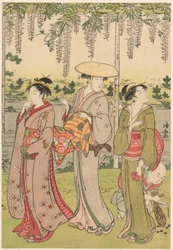 Bewunderung der Glyzinien am Kameido-Schrein