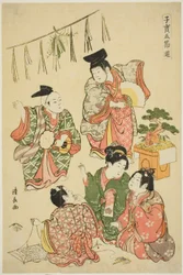 Das Neujahrsfest, aus der Serie "Kostbare Kinderspiele der fünf Feste (Kodakara gosetsu asobi)"