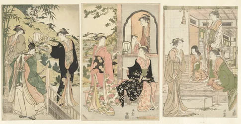 Yoshitsune bringt eine Serenade an Joruri Hime