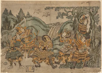 Minamoto no Yoritomo versteckt sich in einem Baum