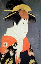 Kopf und Schultern des Kabuki-Schauspielers Segawa Tomisaburo II als Yadorigi, Frau von Ogishi Kurando, veröffentlicht 1794