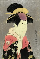 Druck: Holzschnitt-Farbmezzotint von Segwa Tomisaburo, als Yadorigi, Frau von Ogishi Kurando von Sharaku Toshusai, aktiv 1794