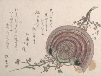 Helm und Pflaumenblüten