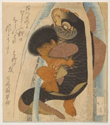 Kintarō kämpft mit dem Riesenkarpfen (Kintarō to Koi)