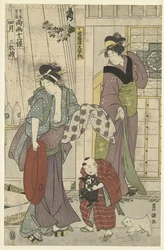 Fischverkäufer Der vierte Monat, ein Triptychon Die zwölf Monate von Toyohiro und Toyokuni (Serientitel)