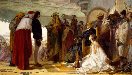 Marco Polo vor dem Großen Khan der Tartaren