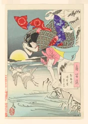 Mond des reinen Schnees am Asano-Fluss - Chikako, die treue Tochter: Nr. 10 von Hundert Aspekte des Mondes