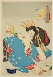 Nachlässig (Shidaranasaso), aus der Serie "Zweiunddreißig Aspekte von Frauen (Fuzoku sanjuniso)"