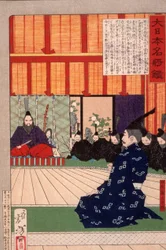 Tawara Tōda Hidesato in Audienz beim Kaiser