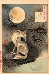 Der Mond auf der Musashi-Ebene (Musashino no tsuki) - aus der Serie Hundert Ansichten des Mondes