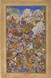 Die Schlacht vor der Eroberung des Forts in Bundi, Rajasthan, 1577