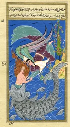Jona und der große Fisch (Aquarell und Goldpulver auf Papier)