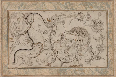 Löwe, Chi-Lin und Drache in Blumensprays, Osmanische Periode