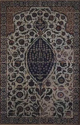 Fliesenpaneel mit Tchi-Wolkenmuster um ein zentrales Motiv eines Wildrosenstrauchs, vom Eingangsvorbau des Mausoleums von Salim II., Osmanli Sultan der Türkei, entworfen vom Architekten Sinan, im Bezirk der Hagia Sophia, Iznik