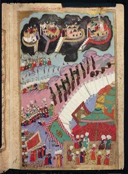 Die Streitkräfte von Suleyman dem Prächtigen (1484-1566) belagern eine christliche Festung, aus dem 