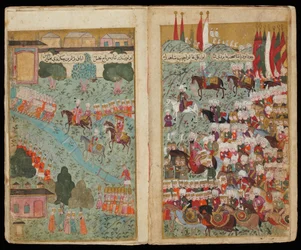 Mehmed III. kommt an der Spitze der siegreichen Armee in Istanbul an aus dem Manuskript Mehmed III.s Feldzug