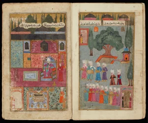 Mehmed III. auf dem Thron aus dem Manuskript Mehmed III.