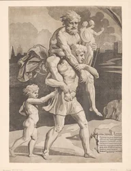 Aeneas flieht mit seiner Familie aus Troja