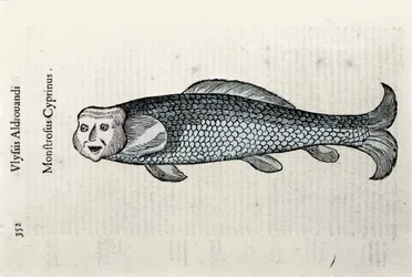 Fischdarstellung von Nicolas Plate, illustriert mit einem Manuskript der Naturgeschichte von Ulisse Aldrovandi (1522-1605), Ulisse Aldrovandi Fonds, Universitätsbibliothek Bologna, ed. 1603