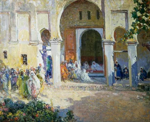 Urteil des Paschas, Fes 1924, Gemälde von Ulisse Caputo, Italien, 20. Jahrhundert