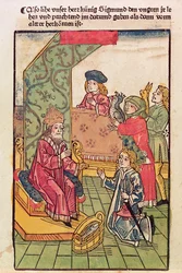 Kaiser Sigismund (1367-1437) von Luxemburg empfängt die Huldigung seiner ungarischen Untertanen, 1483